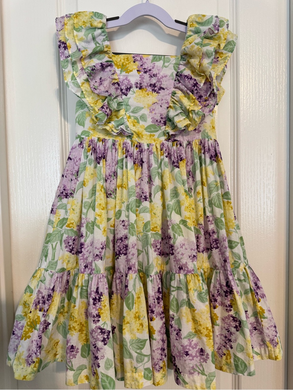 Janie and Jack Yellow & Purple Floral Ruffle Dress